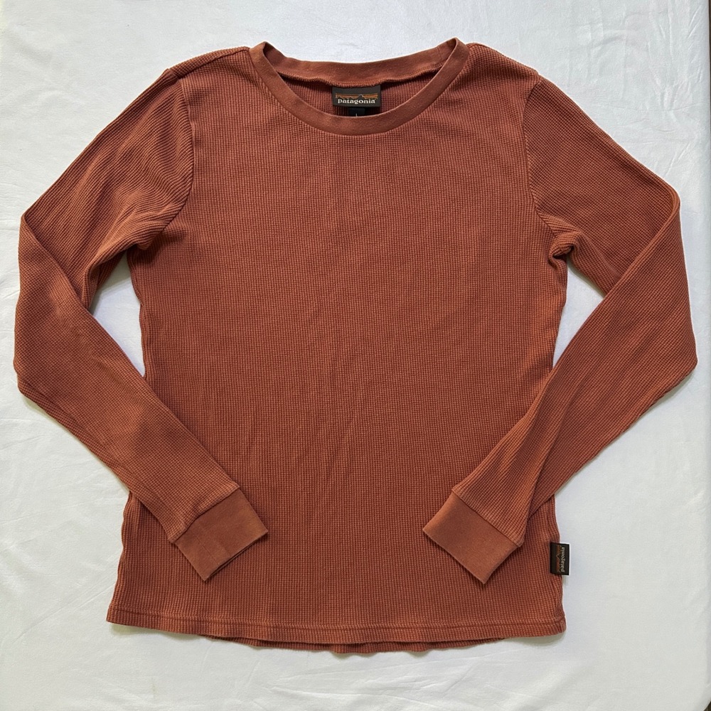 Patagonia Waffle Knit Long Sleeve Thermal Top L Burnt Orange Gorpcore Granola